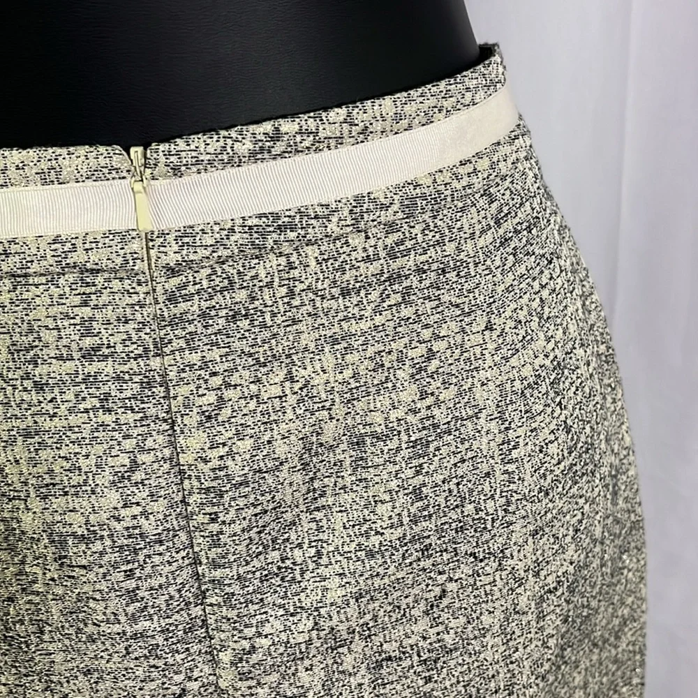 Boden Metallic Gold Navy & Cream Jacquard Pencil Skirt